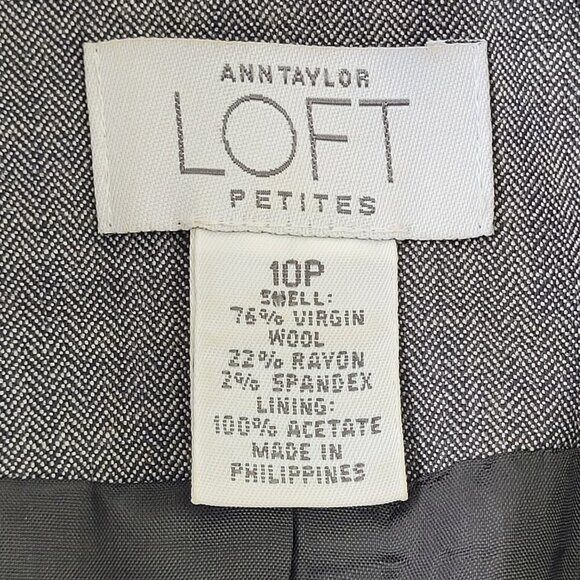 Loft Petites women light gray wool bland Classic blazer jacket size 10P - Picture 10 of 11